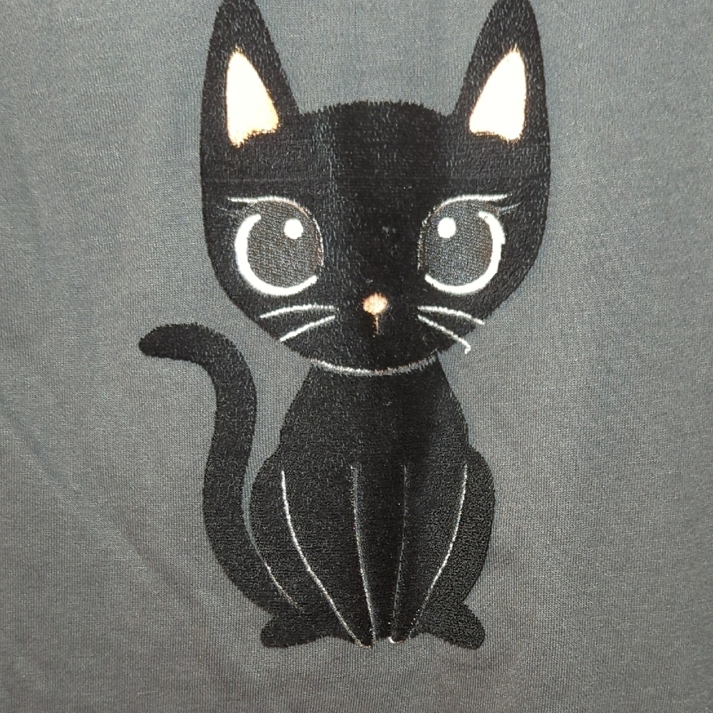 H&M Black Cat Sweatshirt Dress Long Sleeve Cotton-Poly Blend Girls Size 6X/7 - Picture 3 of 6